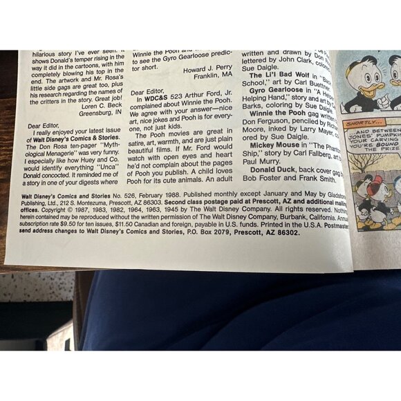 Gladstone Walt Disneys Comics Issue No #526 February 1988 Vintage Boarded Bagged - Picture 4 of 4